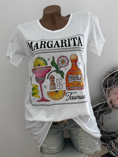 T-Shirt Shirt weiss Margarita/Cocktail 36 38 40 42 Italy Nieten NEU