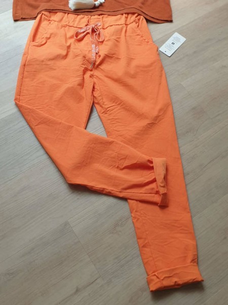 stretchige Joggpant Hose orange Baggy Made in Italy Chino 38-42