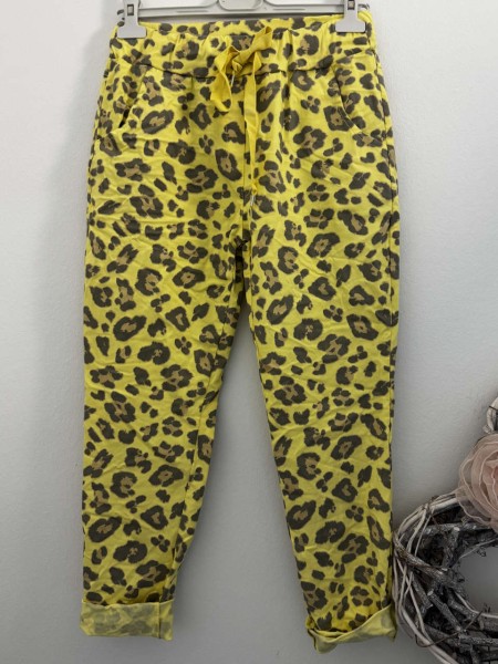 Joggpants Hose Made in Italy Leo/gelb stretchig Chino Baggy Onesize 36-40