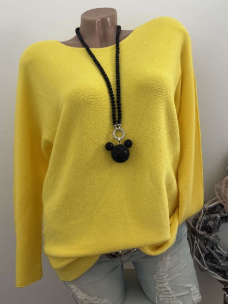 Flausch Pullover Pulli gelb 38-42 Neu Tunika Made in Italy