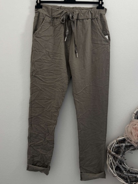Joggpants schlamm Hose Made in Italy stretchig Chino Baggy Onesize 36-42