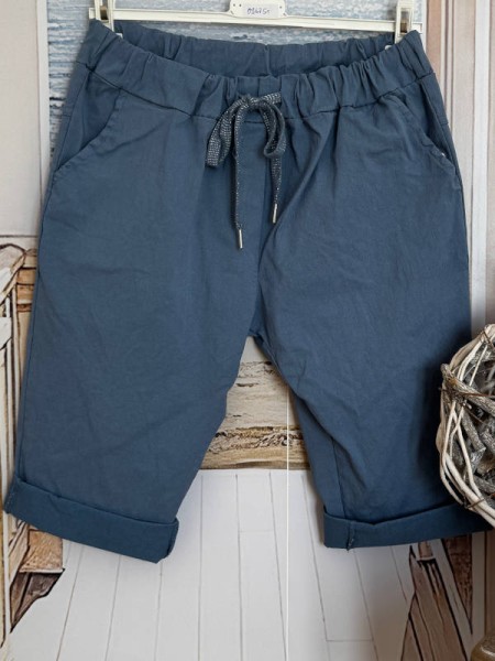 Joggpant Hose dunkles jeansblau kurze Baggy Made in Italy Capri Shorts Chino 38-42