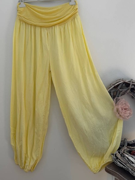 Ballonhose Hose Pluderhose uni gelb Italy Pumphose 36-42 NEU