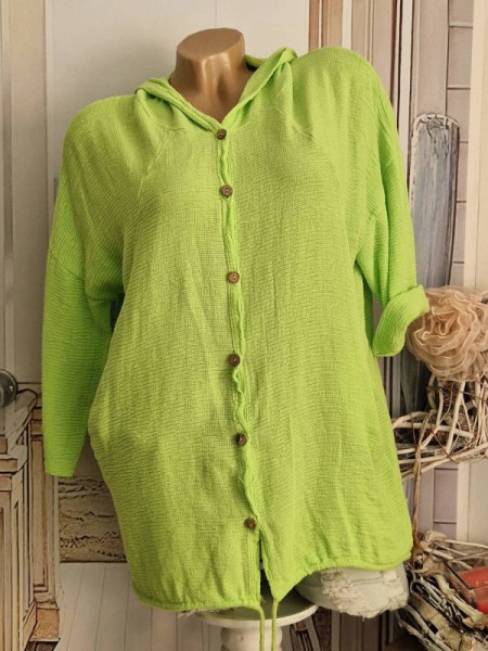 Jacke / Tunika Kapuze limone Musselin Baumwolle 36 38 40 42 NEU Italy