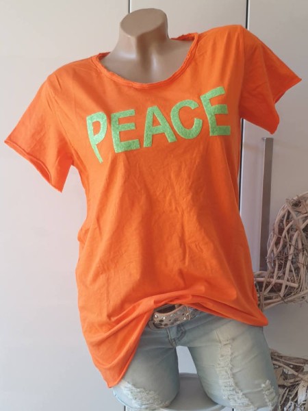T-Shirt Shirt Made in Italy Tunika orange Flock Print 36-40