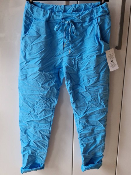 Joggpants türkis Made in Italy Hose Onesize 36-40 stretchig Chino Baggy