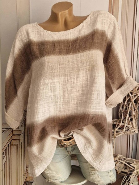 Tunika Bluse beigetöne Musselin Baumwolle Neu 38-42 Made in Italy