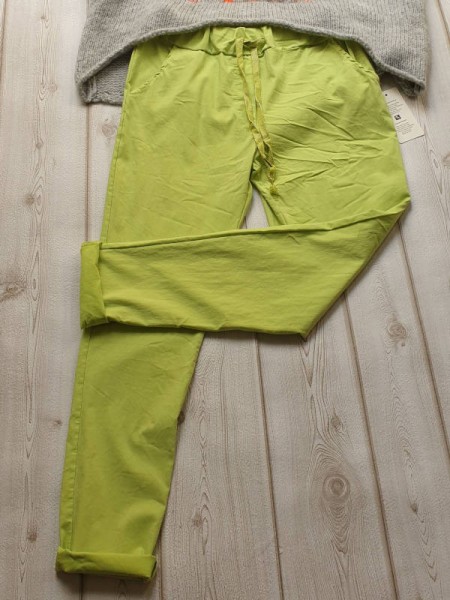 Neue Kollektion limone Baggy Joggpant Hose Chino Made in Italy 36-40 stretchig