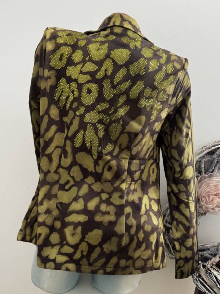 Blazer MISSY M 38 Jackett Neu Leo oliv grau schwarz Glitzernieten Glitzernieten