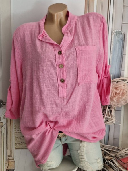 Tunika Bluse NEU Fischerhemd Candy rosa 38 40 42 44 Italy