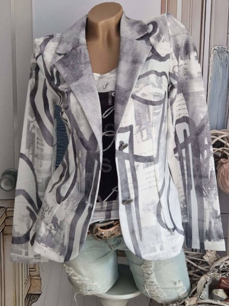 Blazer MISSY S 36 Jackett Kurzblazer Lebensmotto "Nett zu sein macht dich cool" Glitzer Nieten