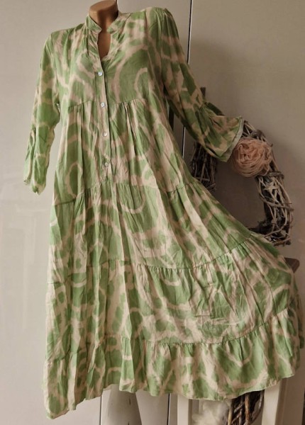Kleid Maxikleid 38-42 grün weiss NEU Made in Italy Knopfleiste