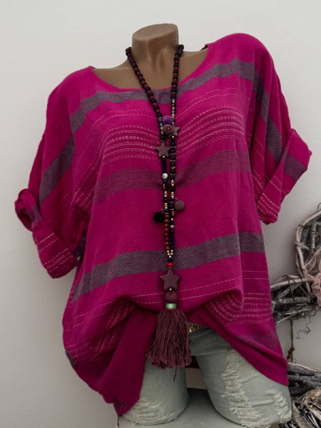Tunika Bluse pink gemustert Musselin Baumwolle Neu 38-42 Made in Italy