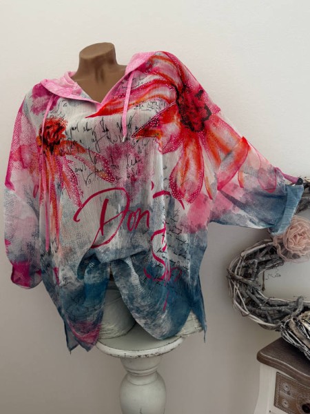MISSY Hoodie Tunika Tunnelzug Kapuze 38-46 bunt Neu Glitzer Nieten