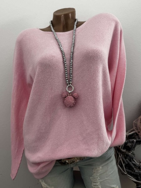 Flausch Pullover Pulli rosa 38-42 Neu Tunika Made in Italy