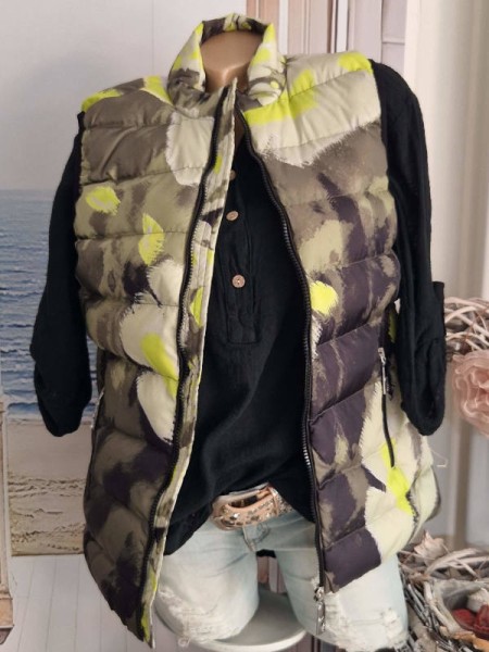 ausgefallene Steppweste Weste MISSY S 36 Jacke grün schwarz Neu Herbst