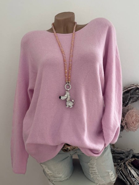 Flausch Pullover Pulli rosa 38-42 Neu Tunika Made in Italy