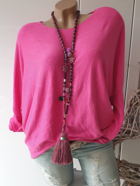Vokuhila pink 36 38 40 42 NEU Made in Italy Feinstrick Tunika Shirt