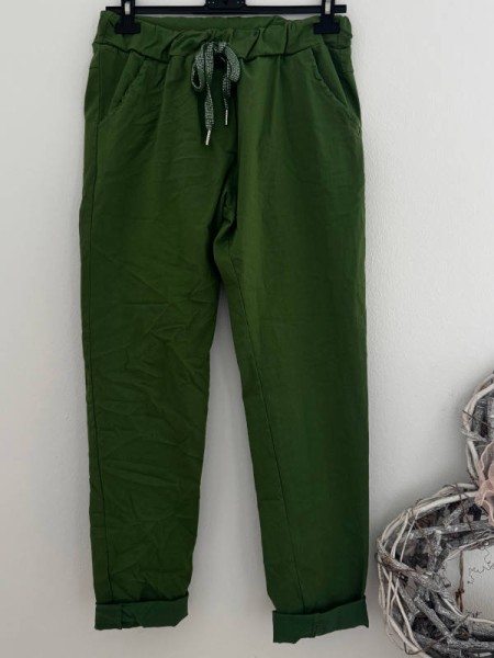 Joggpants grün Hose Made in Italy stretchig Chino Baggy Onesize 36-42