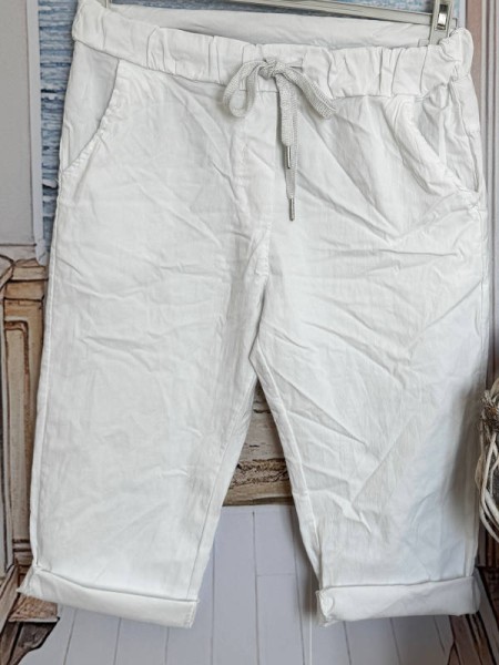 Joggpant Hose weiss kurz Baggy Made in Italy Capri Shorts Chino 36-42