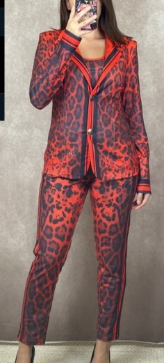 Hose MISSY S 36 Joggpants Leo Animal rot/schwarz Print Glitzernieten Neu
