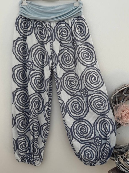 Ballonhose Hose Pluderhose hellblau graublau Italy Pumphose 36-42 NEU