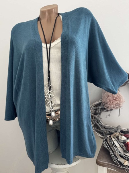 leichtes Cardigan Jäckchen Made in Italy petrol 38-44 NEU 1/2 Arm