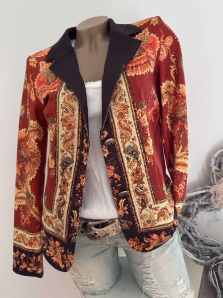 MISSY Blazer Jackett S 36 Glitzernieten Ornamentaler Paisley/Barock-Print NEU