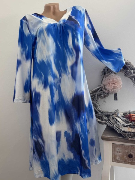 Kleid MISSY L 40 Tunika butterweich blau gemustert Glitzer Nieten Neu