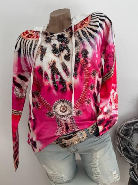 MISSY Kapuzenpulli Pulli M/L 38 40 Pullover pink bunt Neu Glitzer