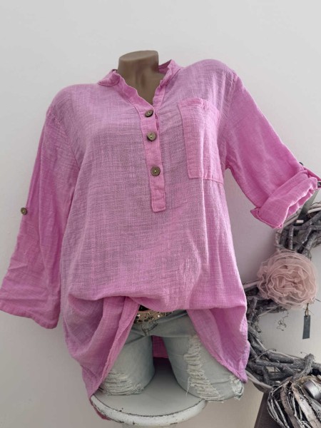 Tunika Bluse NEU Fischerhemd Candy rosa 38-44 Italy