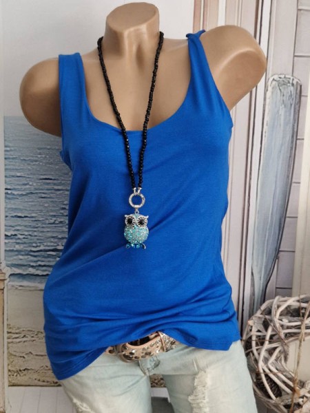 Top Shirt Basictop Untertop Shirt 36-40 royalblau Trägertop Longtop Made in Italy NEU