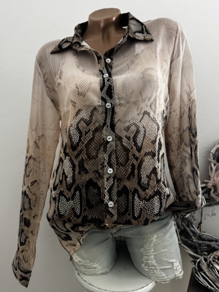 Bluse Missy S 36 Langarm Snakeprint gemustert Neu Neue Kollektion