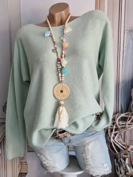 Flausch Pullover Pulli mint 38-42 Neu Tunika Made in Italy