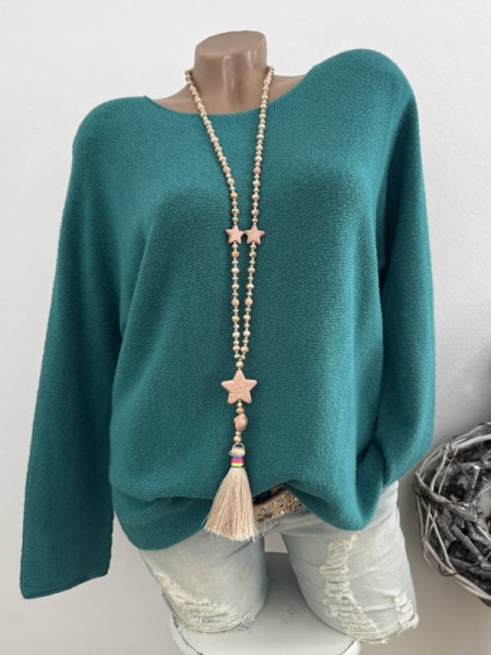 Flausch Pullover Pulli türkis 38-42 Neu Tunika Made in Italy