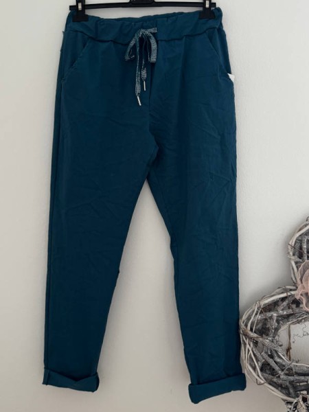 Joggpants jeansblau Hose Made in Italy stretchig Chino Baggy Onesize 36-42