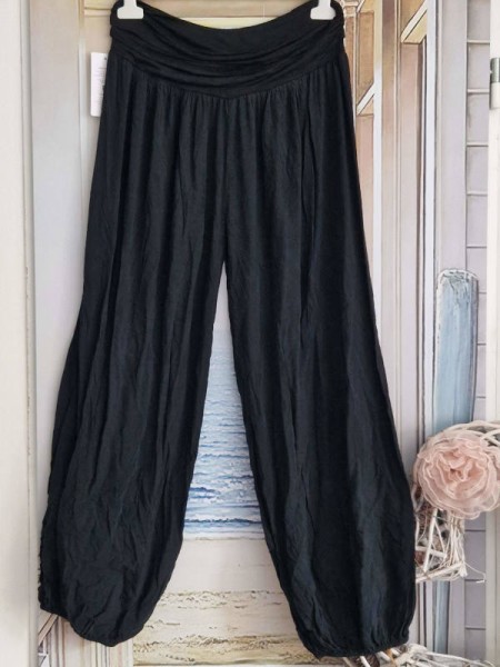 Ballonhose Pluderhose uni schwarz Italy Pumphose 36 38 40 42
