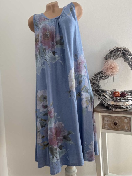 Kleid Trägerkleid Sommerkleid 40-46 Made in Italy dunkelblau floral Neu