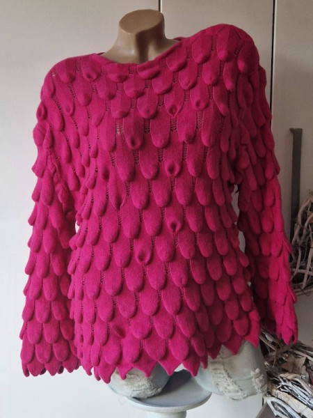 Pulli Pullover fuchsia pink 36-40 ausgefallenes Strickmuster weich Made in Italy KRATZT NICHT!!!!