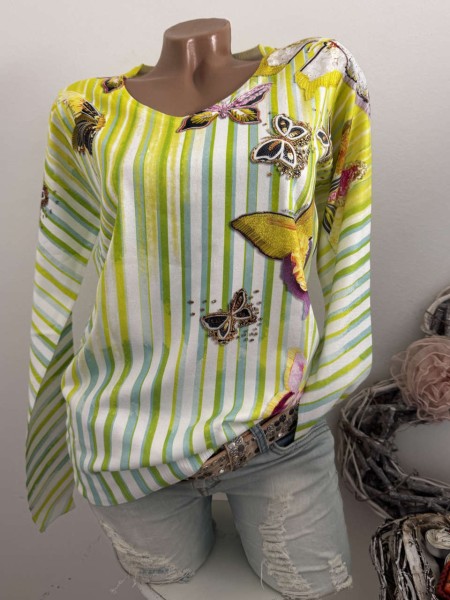 MISSY Pulli M/L 38 40 Pullover Neu gelb Schmetterlinge Print