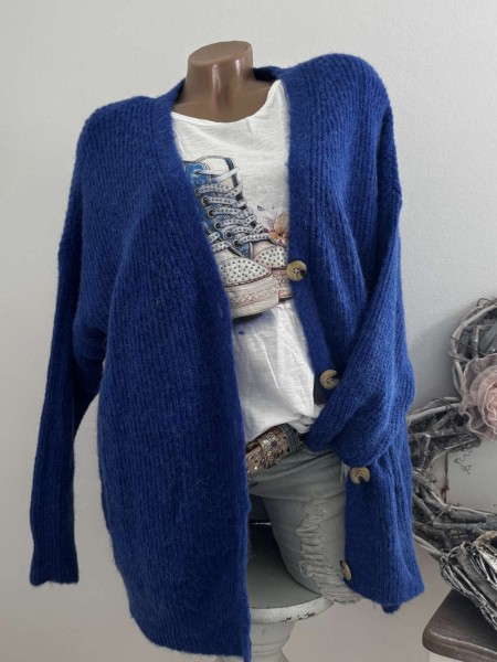 Cardigan Strickjacke Oversized Made in Italy 40-44 royalblau