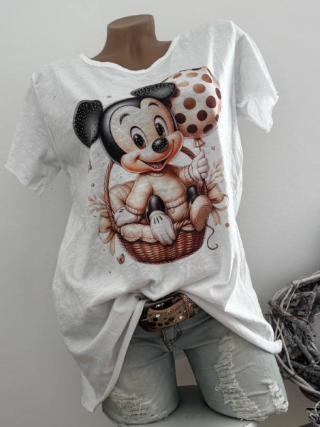 T-Shirt Shirt Comic 36 38 40 42 Italy Nieten NEU weiss