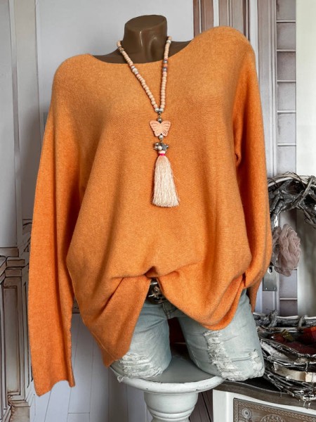 Flausch Pullover Pulli peachorange 38-42 Neu Tunika Made in Italy