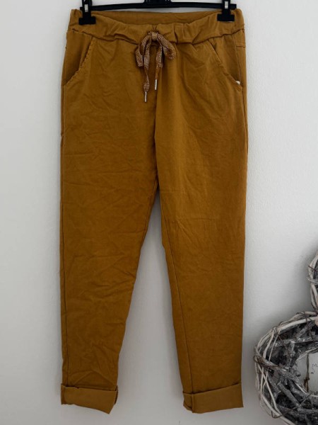 Joggpants ocker/curry Hose Made in Italy stretchig Chino Baggy Onesize 36-42