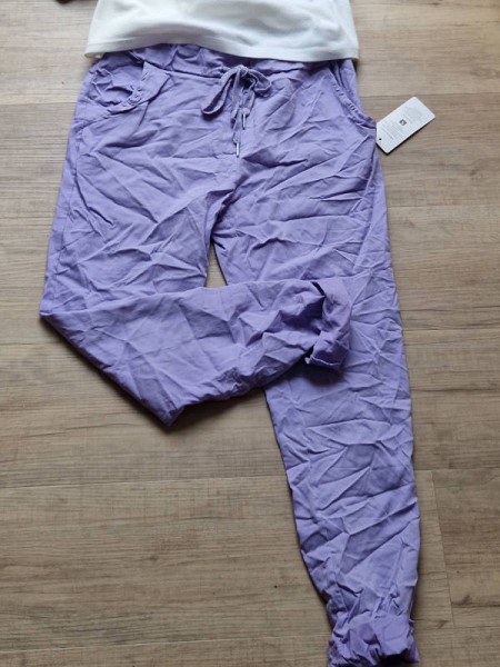 Joggpants lila flieder Hose Made in Italy stretchig Chino Baggy Onesize 36-40