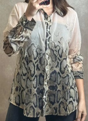 Bluse Missy XL 42 Langarm Snakeprint gemustert Neu Neue Kollektion