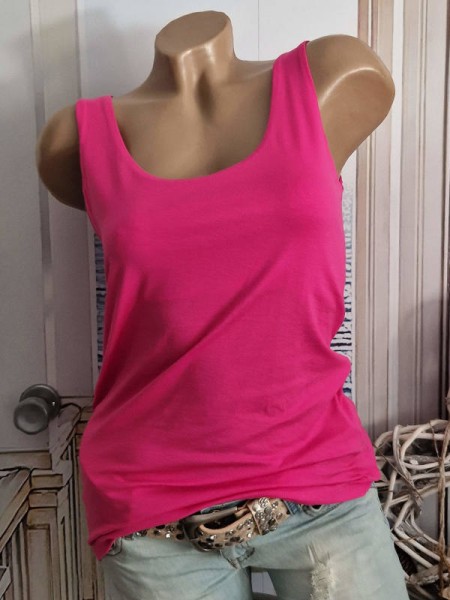 Top Shirt Basictop Untertop Shirt 36-40 magenta pink Trägertop Longtop Made in Italy NEU