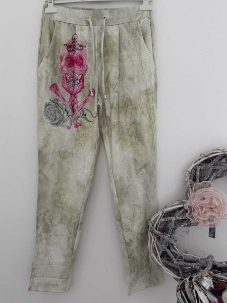 MISSY Joggpants Hose L 40 Skull pink Rosen Glitzernieten Neu