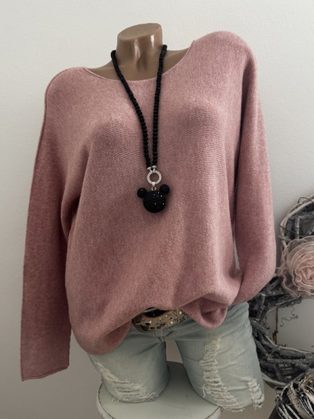 Flausch Pullover Pulli altrosa 38-42 Neu Tunika Made in Italy