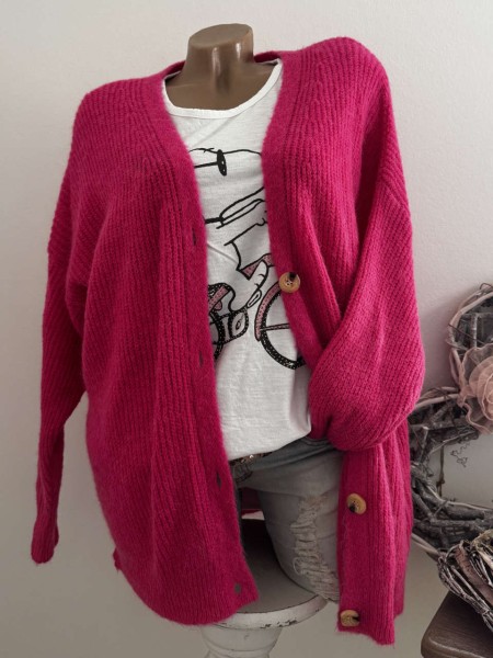 Cardigan Strickjacke Oversized Made in Italy 40-44 pink